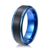 new design black and blue color brush surface tungsten ring 8mm engagement ring latest wedding band designs fashion jewelry 2018