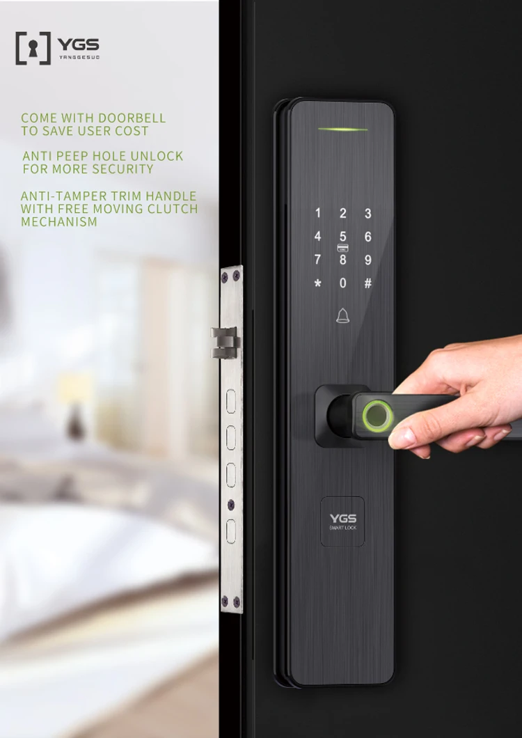 Ygs Biometric European Digital Handle Fingerprint Door Lock For