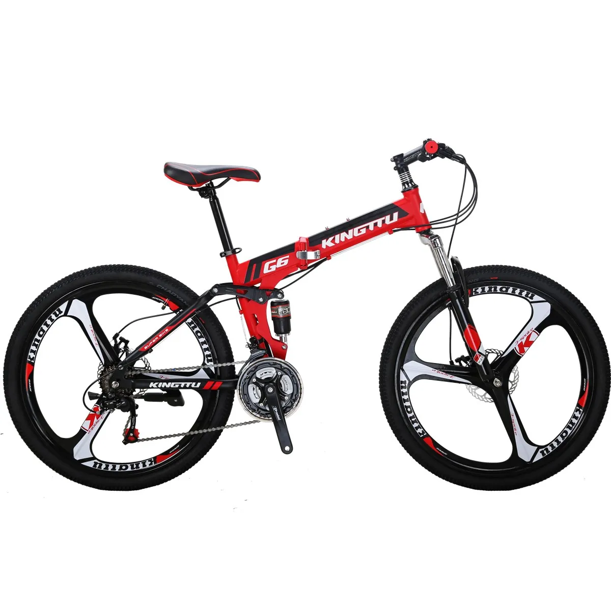 EUROBIKE G6 26'' Folding Mountain Bike 3-Spoke Integrated Magnesium ...