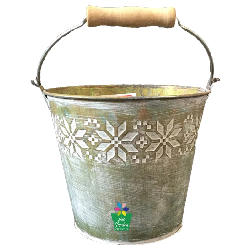 Cheap Galvaizned Rusted Tin Decorative Garden Pails Antique Iron Flower