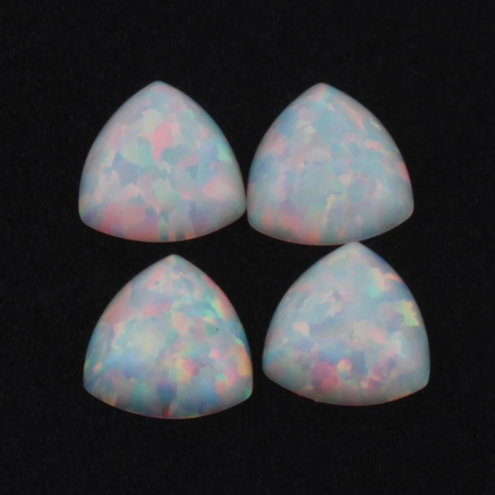 热!白色 op17 万亿凸圆形切割合成蛋白石石耳环