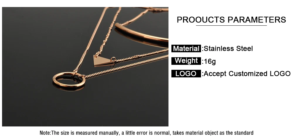 Fashion Jewelry Square Triangle Design Multi Layered Women Necklace
