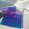 0.8mm Blue Tint Book Cover Material PVC Holographic Dichroic Iridescent Double Side Lamination Film Roll