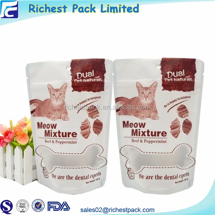Custom Printed Mylar Bags Dog Treats Plastic Packaging Bag 400g Cat