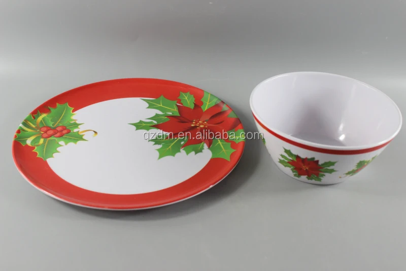 Melamine plate and bow set for Christmas