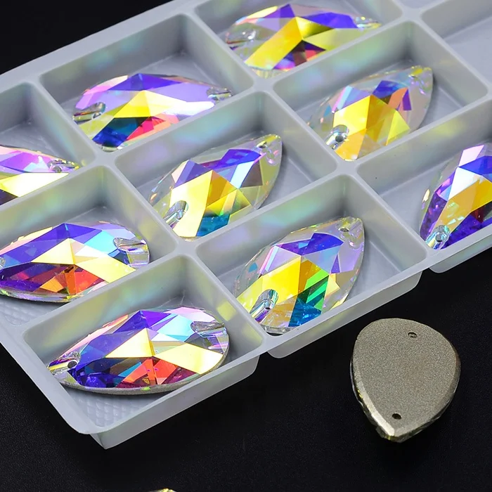 10.5*18mm tear drop crystal AB sew on rhinestone