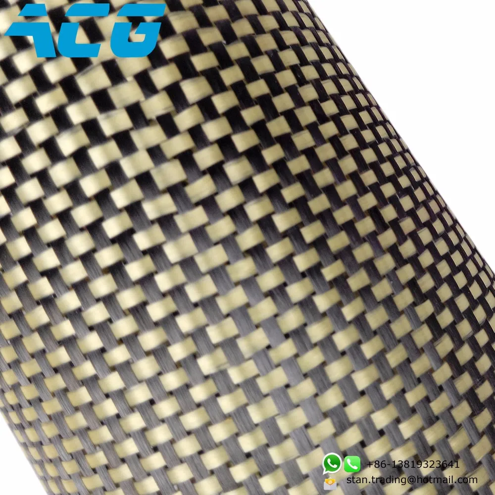 Carbon Fiber Hybrid Yellow Kevlar Fabric Plain Weave Surfboard Acg