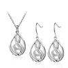 Bridal Jewelry Set Platinum Freshwater Pearl Earrings Diamond Shaking Pendant Necklace Set