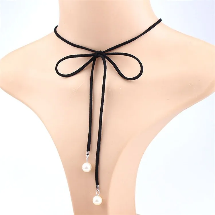 bow tie choker necklace black