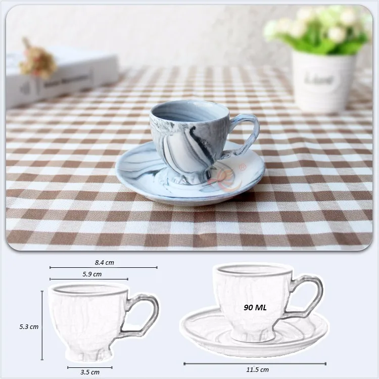 Wkt017mg Turkish Coffee Cups Saucer Set,Black And White ...