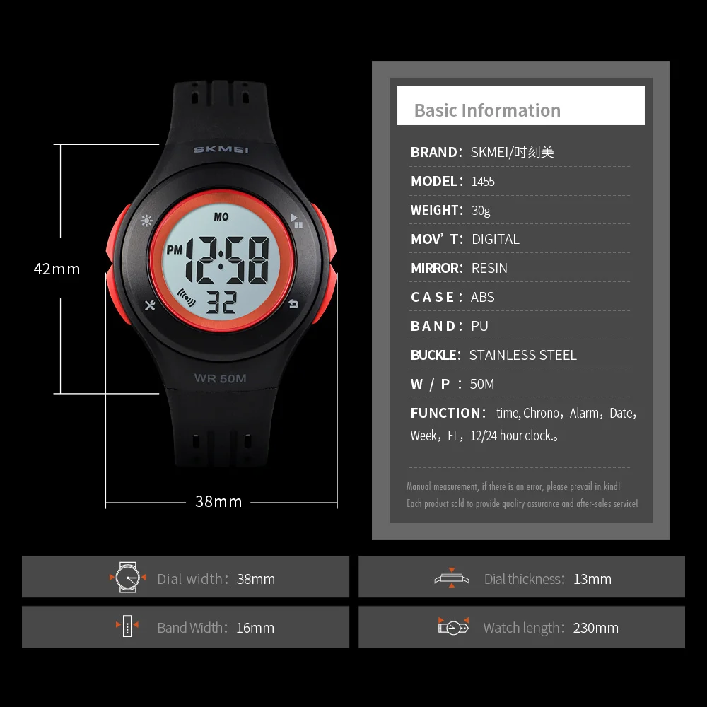 Детские цифровые часы 50 м водонепроницаемые Модные Новые пластиковые наручные часы SKMEI 1455
