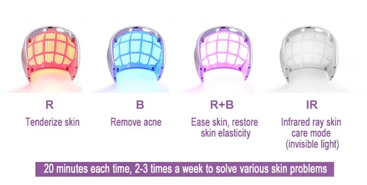 Handheld 4 Color Acne Wrinkle Remover Skin Rejuvenation Spa Mask PDT Led Face Therapy Facial Light Skin Care Led Machine