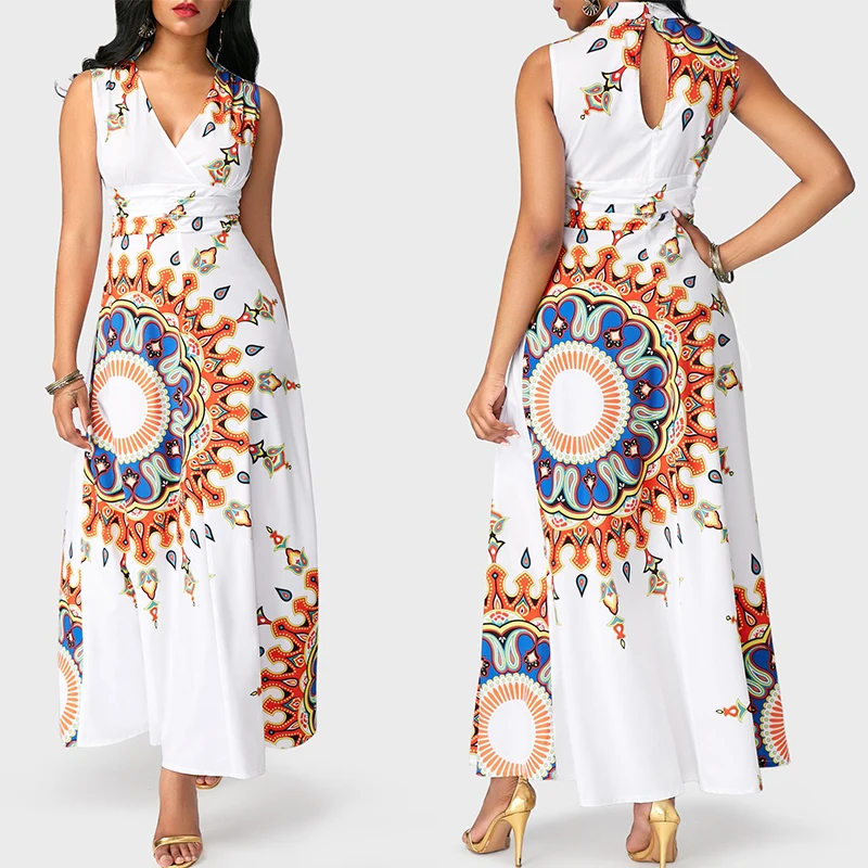 2018 African Fashion Designs Elegant Clothing Floral Print Pencil Long Maxi Dress
