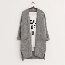 2016 Long Women Cardigans Feminino Autumn font b Winter b font Brand Long Style Knitted with