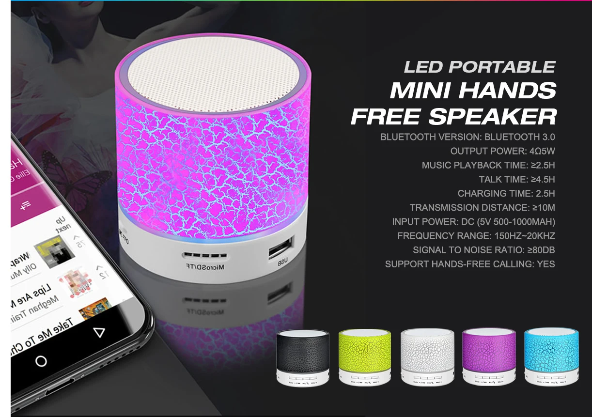 Christmas Promotion Gift Wireless Portable Bluetooth Speaker Mini LED Music Audio TF USB FM Outdoor Speaker - ANKUX.COM