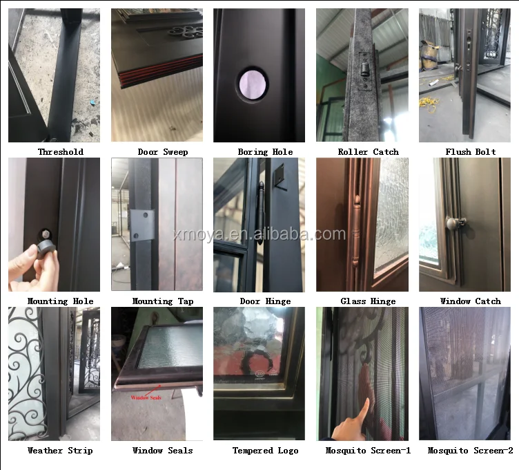 iron Industrial glass doors metal frames windows grill iron sliding door design factory price