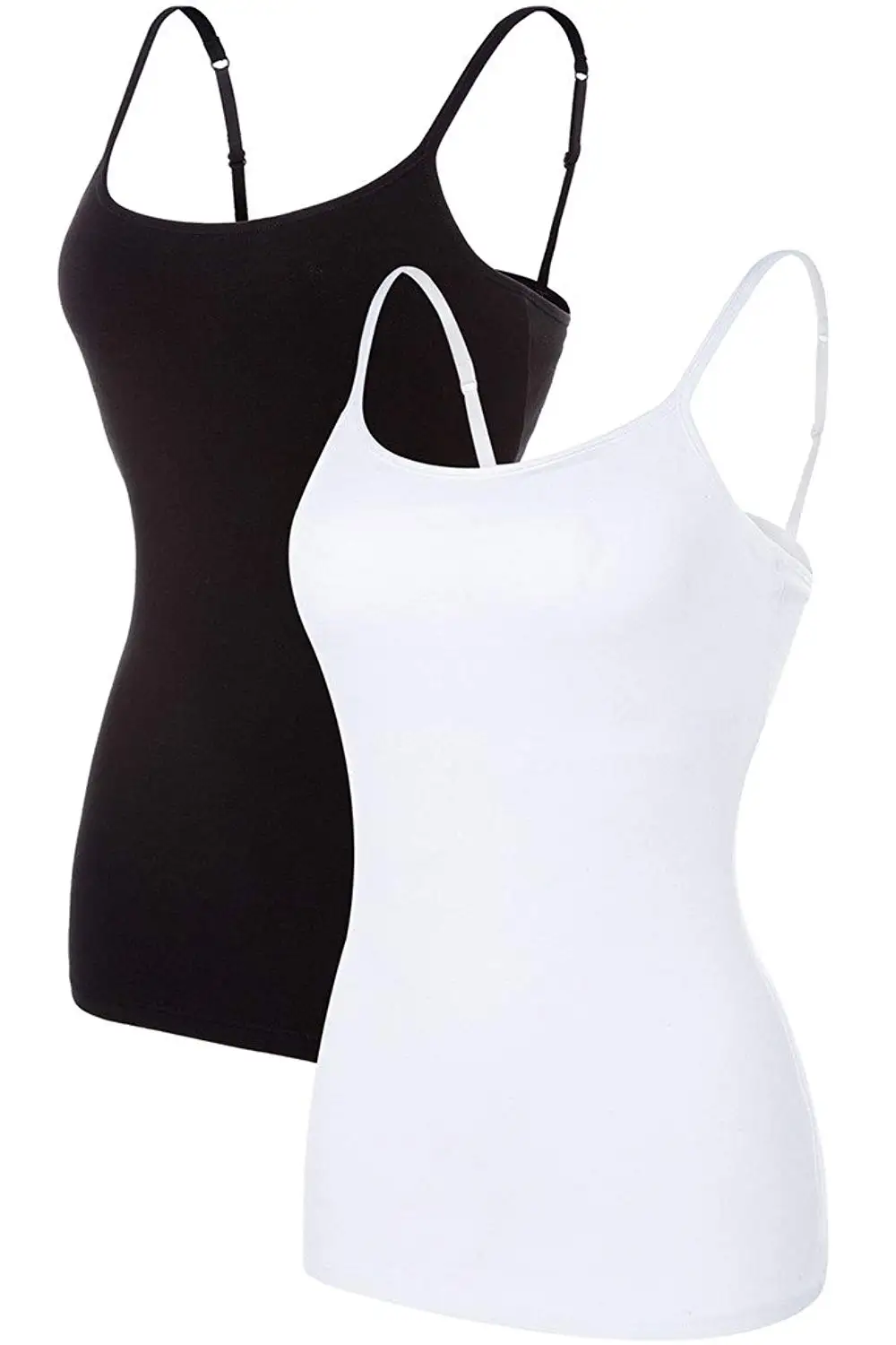 Sociala Women's Shelf Bra Camisole Active Basic Cami Cotton Tanks Top Pack of 2