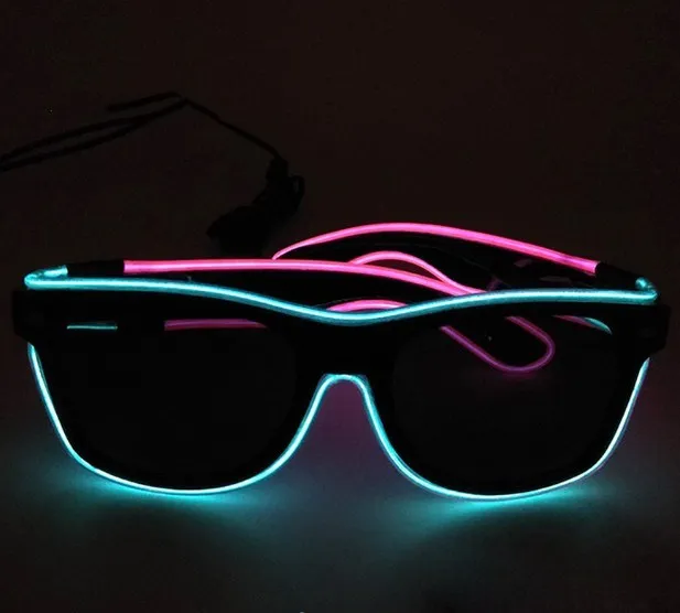 New Double Color Rave Light Up El Wire Glasses Flashing Led Sunglasses