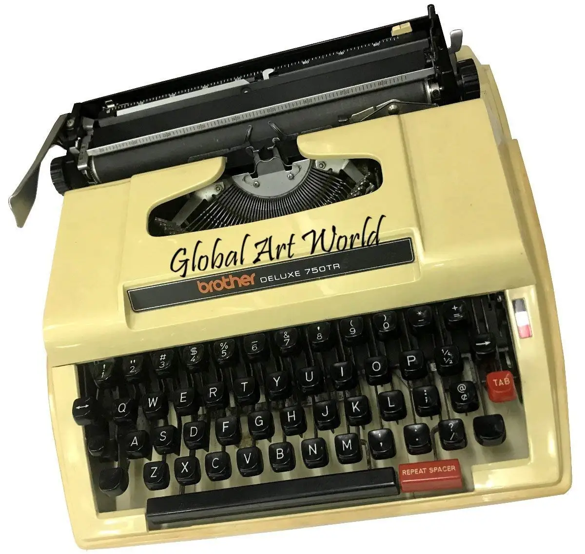 Get Quotations · Global Art World Brother Deluxe 750Tr Made In Nagoya Original Typewriter, Portable, Brown Plastic