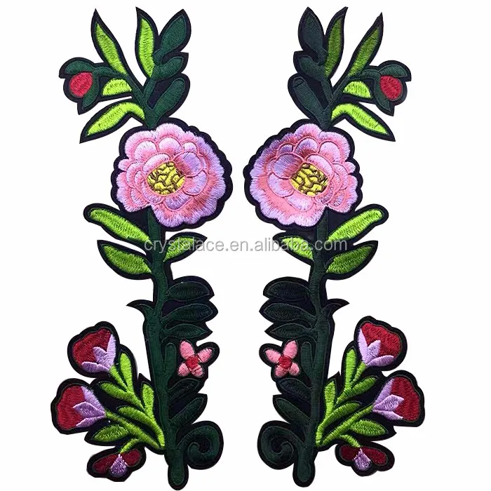 Chinese style embroidery hot fix patches, iron on fabric T-shirt patch