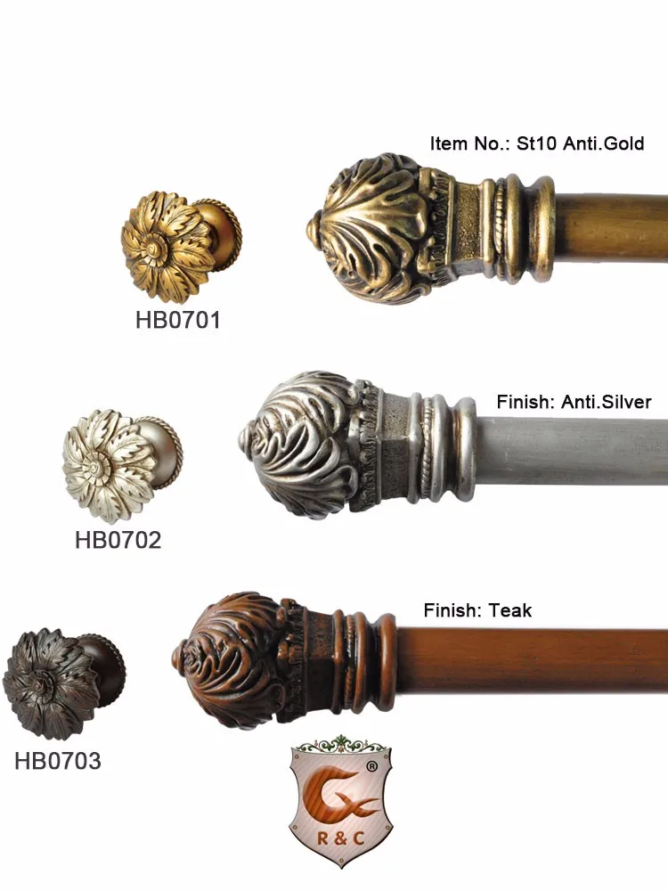 Antique Silver Hardwood Decorative Fancy Curtain Rods Buy Rosewood