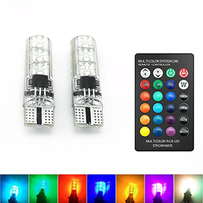 Car Styling RGB remote control t10 6smd interior strobe car led bulb RGB t10 194 w5w color changing