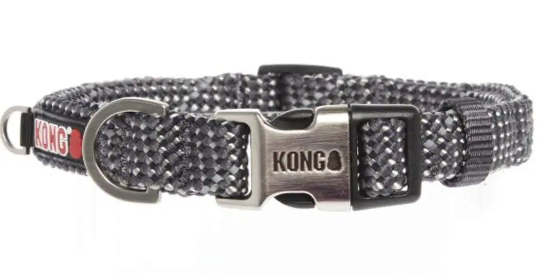 KONG Reflective Rope Buckle Dog Collar offered by Barker Brands Inc. (Medium, Grey)