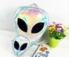 alien wide-eyed triangle heart shaped casual bags s m l size big black eyes pu alien bag Backpacks
