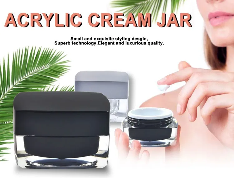 Wholesale Good Quality 5g 10g 15g 30g 50g Black Square Acrylic Double