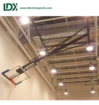 Electric Folding Ceiling Mounted Basketball Backboard Stand View