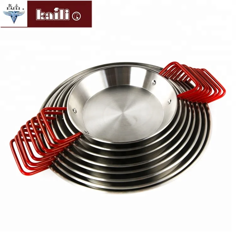 Restaurant Equipment Commercial Stainless Steel Paella Pan For Cooking