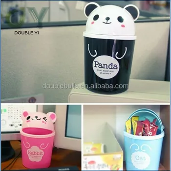 Mini Animal Shaped Plastic Cartoon Dustbin For Desk Decoration