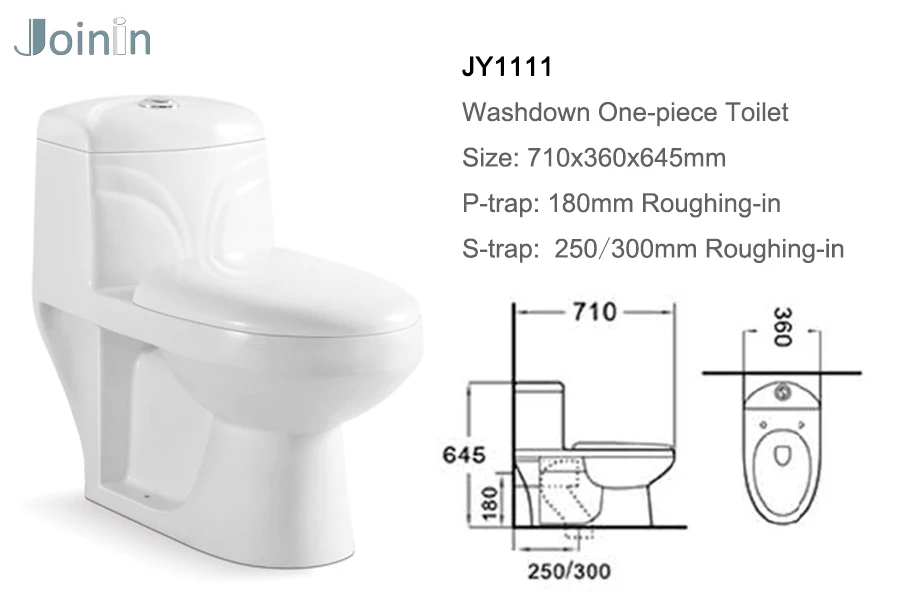 JOININ chaozhou bathroom toilet Ceramic washdown one Piece Toilets JY1111