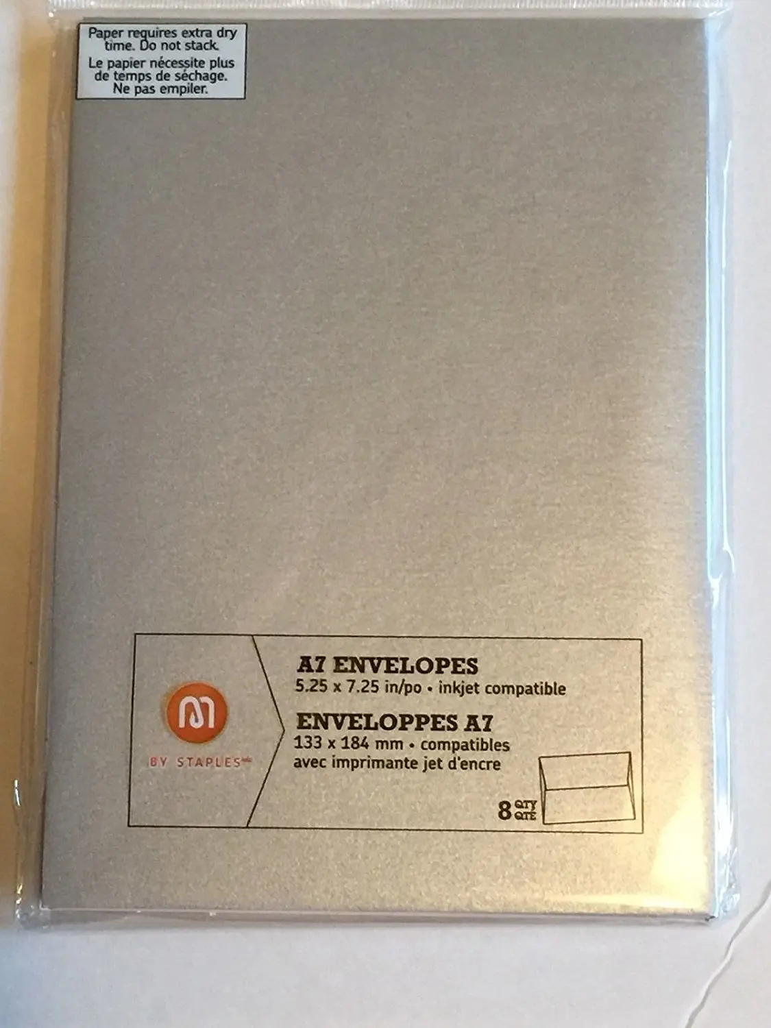 M by Staples A7 Envelopes Silver 5.25" x 7.25"- 8 Count