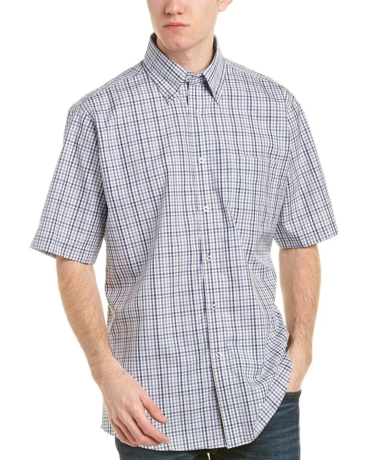 Forsyth of Canada Classic Fit Non-Iron Short Sleeve Multi Grid Sport Shirt