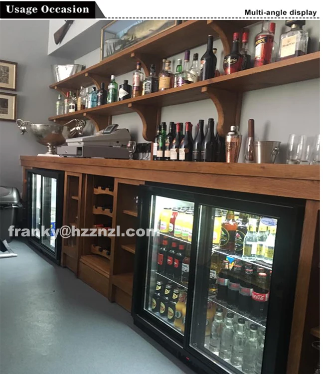 Three Sliding Door Black Back Bar Cooler 320l Gn320hs Under Counter