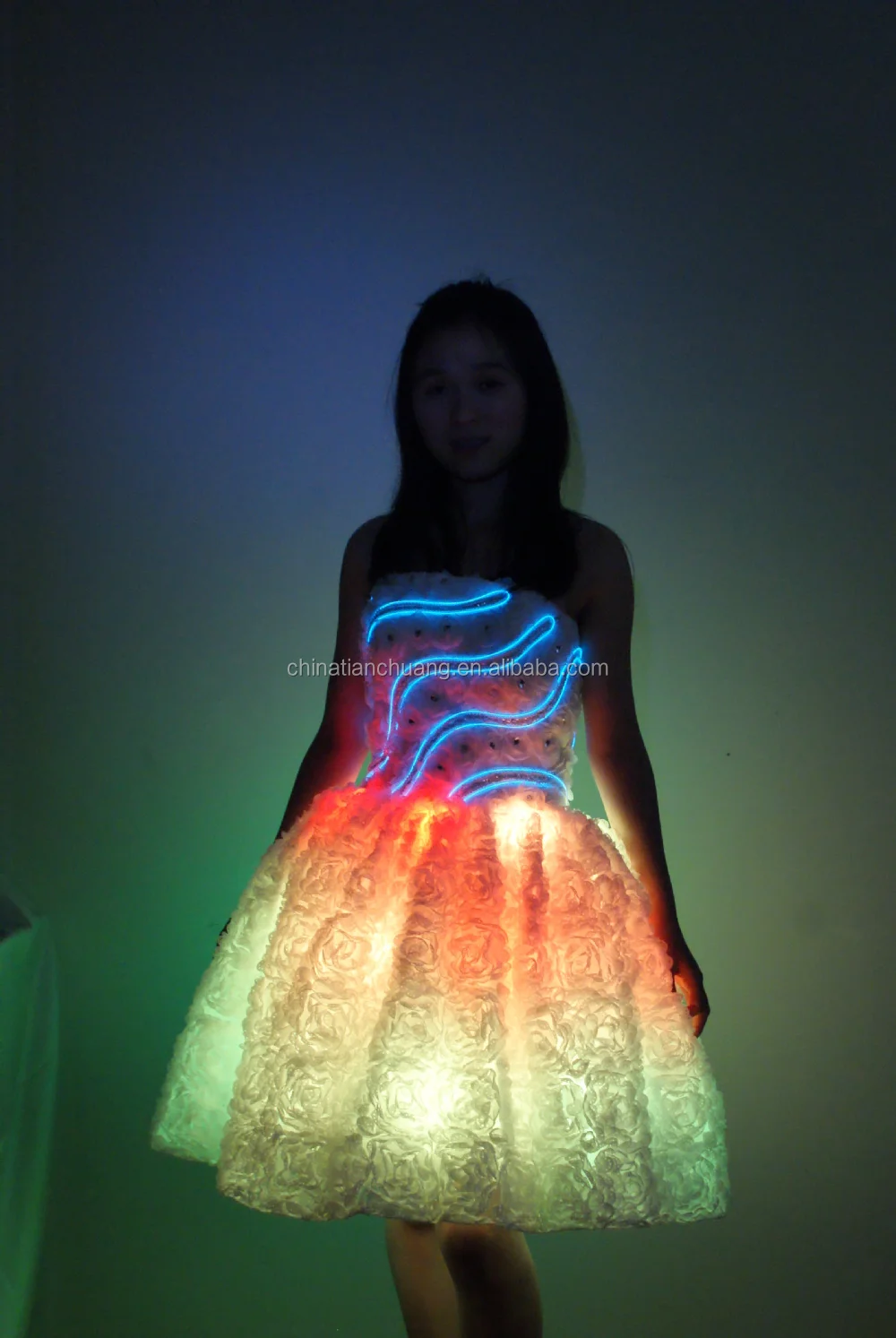 Dmx 512 Controlled Fiber Optic&led Dress/fiber Optic Led Lighting Skirt/color Change Led Light