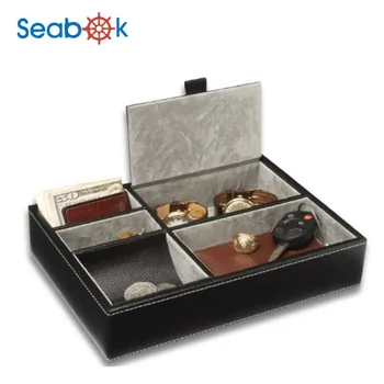 Office Leather Desk Tray Organizer With 5 Compartments For Cell Office Leather Desk Tray Organizer With