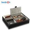 Office Leather Desk Tray Organizer with 5 Compartments for Cell Phones, Watches, Wallets, Coins, Keys,Glasses and Jewelry