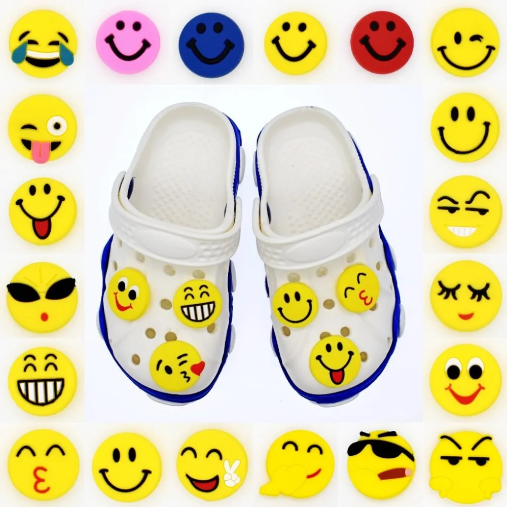 Stock Emoji Expressions Look Smile Face Design Pvc Rubber Shoe Charms