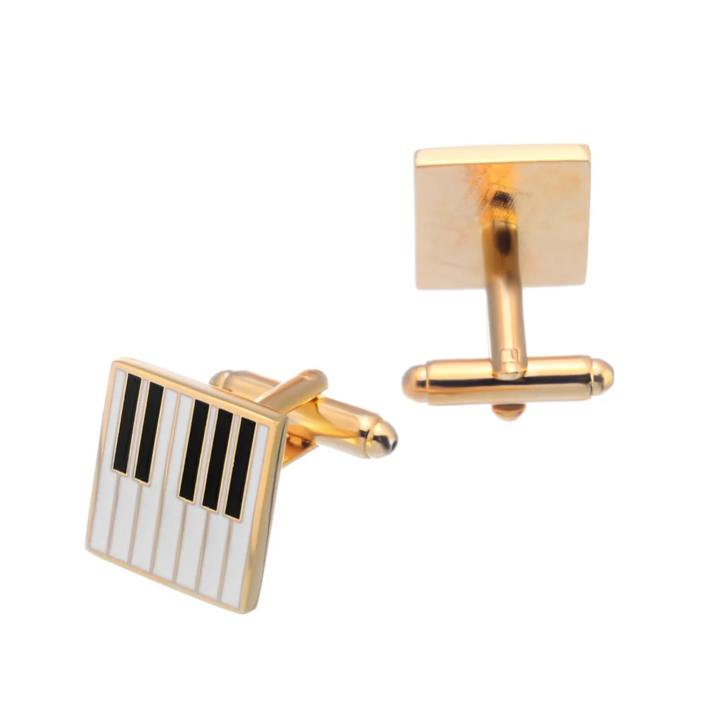 
novelty gold plated white and black enamel piano key cufflinks 