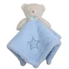 Safe and harmless plush bear animal cotton baby blanket baby security blanket with animal toy
