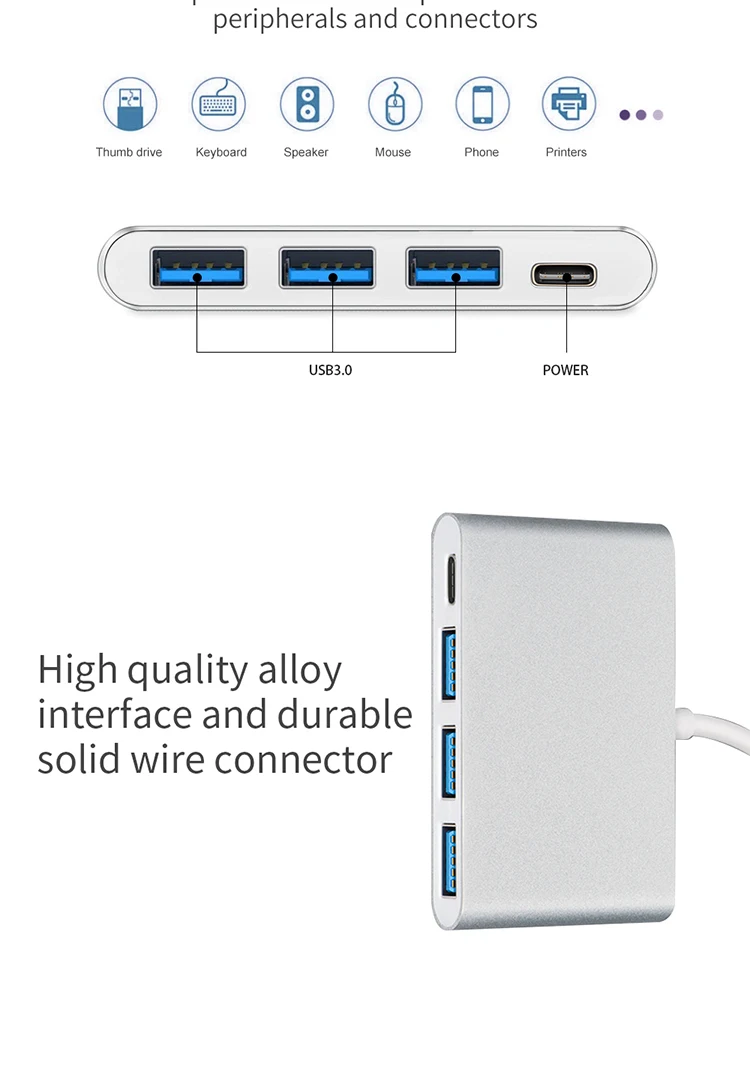 Wholesale Type-c to USB 2.0 3.0 Hub with PD Charging Type-c USB 3 Ports Adapter for Phone USB Device