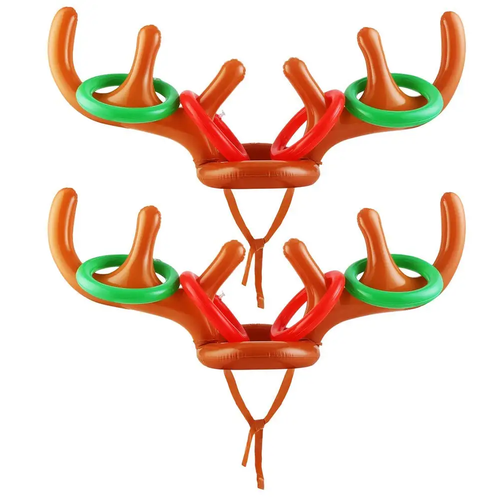 TOYMYTOY Inflatable Reindeer Antler Ring Hat Toss Game with Ring Christmas Birthday Gift for Children