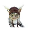 Horns design handmade knit crochet pet dog winter hat