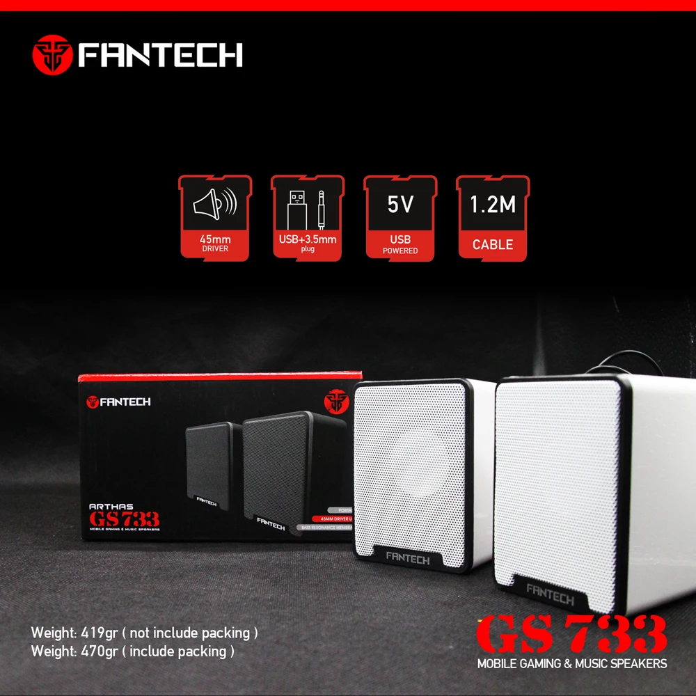 Fantech professional sound 2.0 computer speaker foam surround gaming music mini speakers