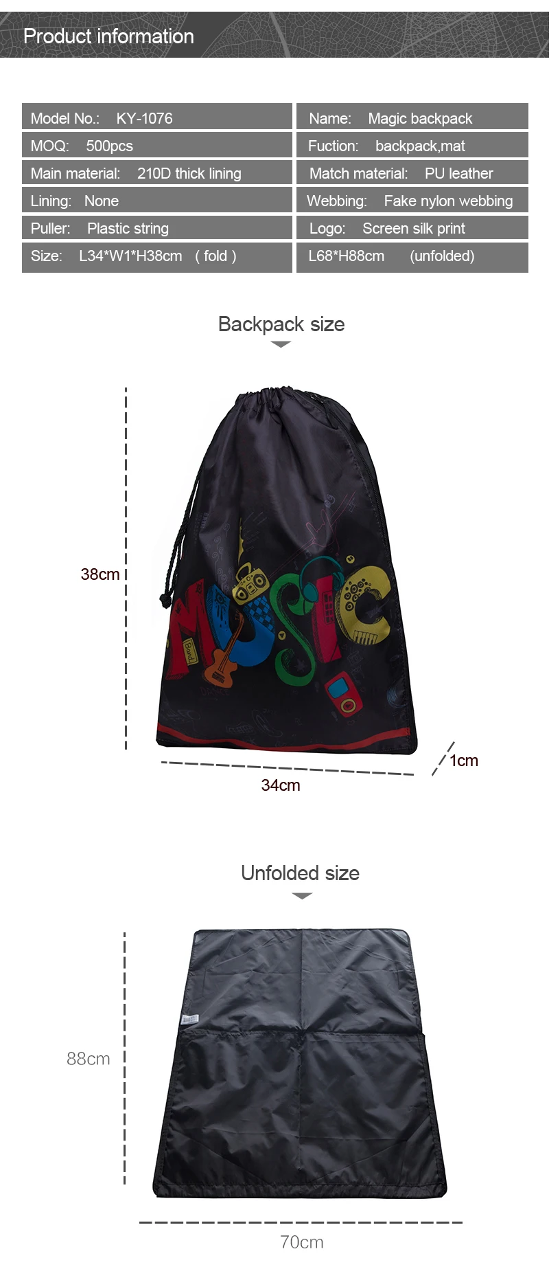 Hot Selling Promotional Custom Printed Drawstring Backpack Teenagers Nylon Plain Drawstring Backpack