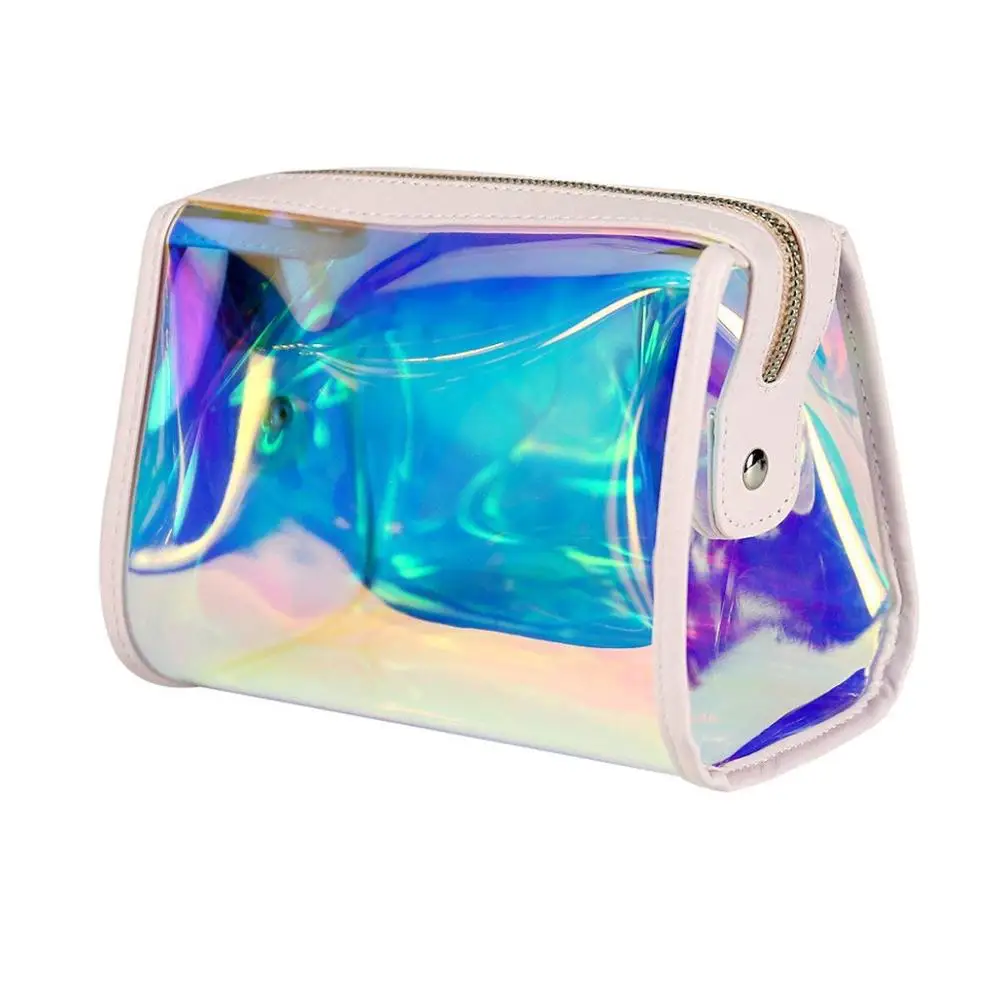 Hologram Zipper Cosmetic Makeup Travel Pouch For Women Silver ...