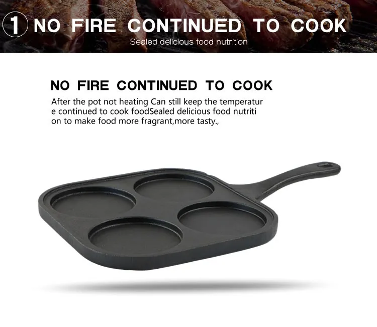 Cast Iron 4 Holes Fry Pan For Eggs/meat/dumplings Manufacturer China