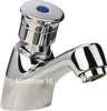 Brass Chrome Push Single Lever Self Closing Basin Mixer Taps , Deck Mounted Faucet